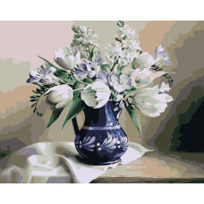 TCR3314 Білі тюльпани. Colorum. Набір для малювання картини за номерами